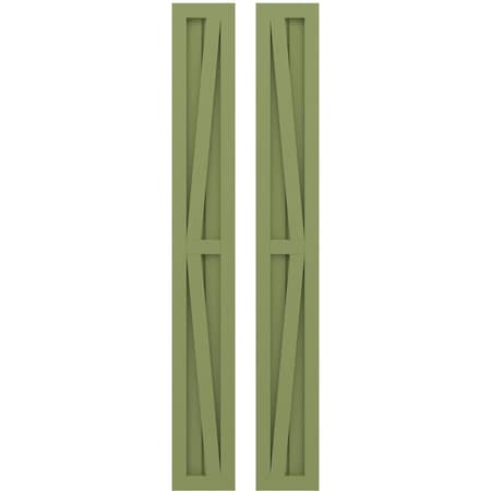 Ekena Millwork Americraft 2-Board Wood 2 Equal Panel Frmd Board-n-Batten Shutters w/Dbl Z-Bar, ARW102BF207X45MGH, PR ARW102BF207X45MGH